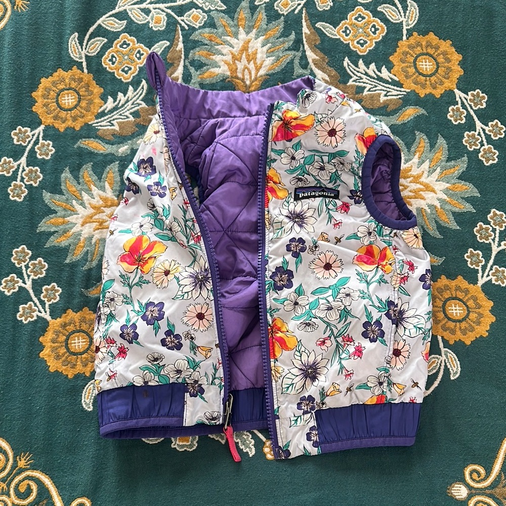Floral Reversible Vest with Purple Lining Patagonia